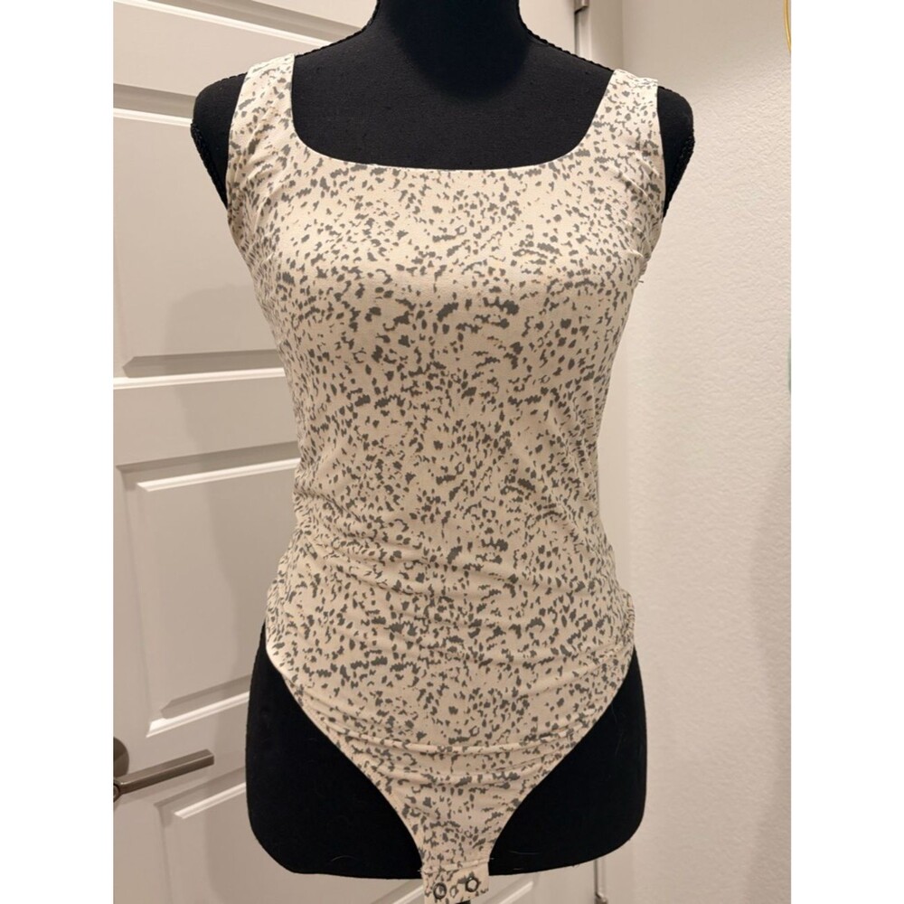 Cream & Green Printed Tank Bodysuit
